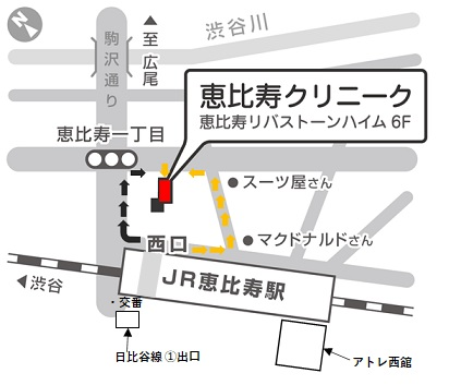 JR恵比寿駅からの詳しい道順地図